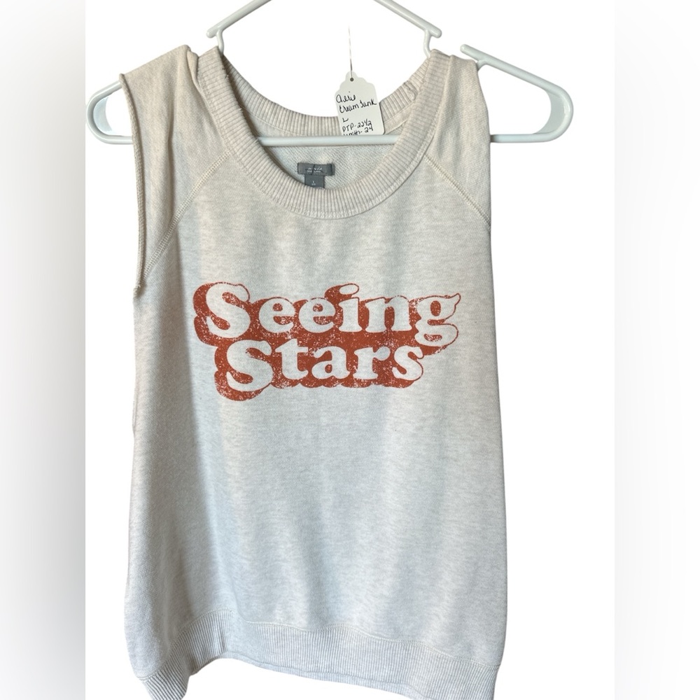 AERIE - Cream Tank Top with Burnt Orange Graphic